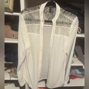 Long Tall Sally Ivory Lace Detail Blouse